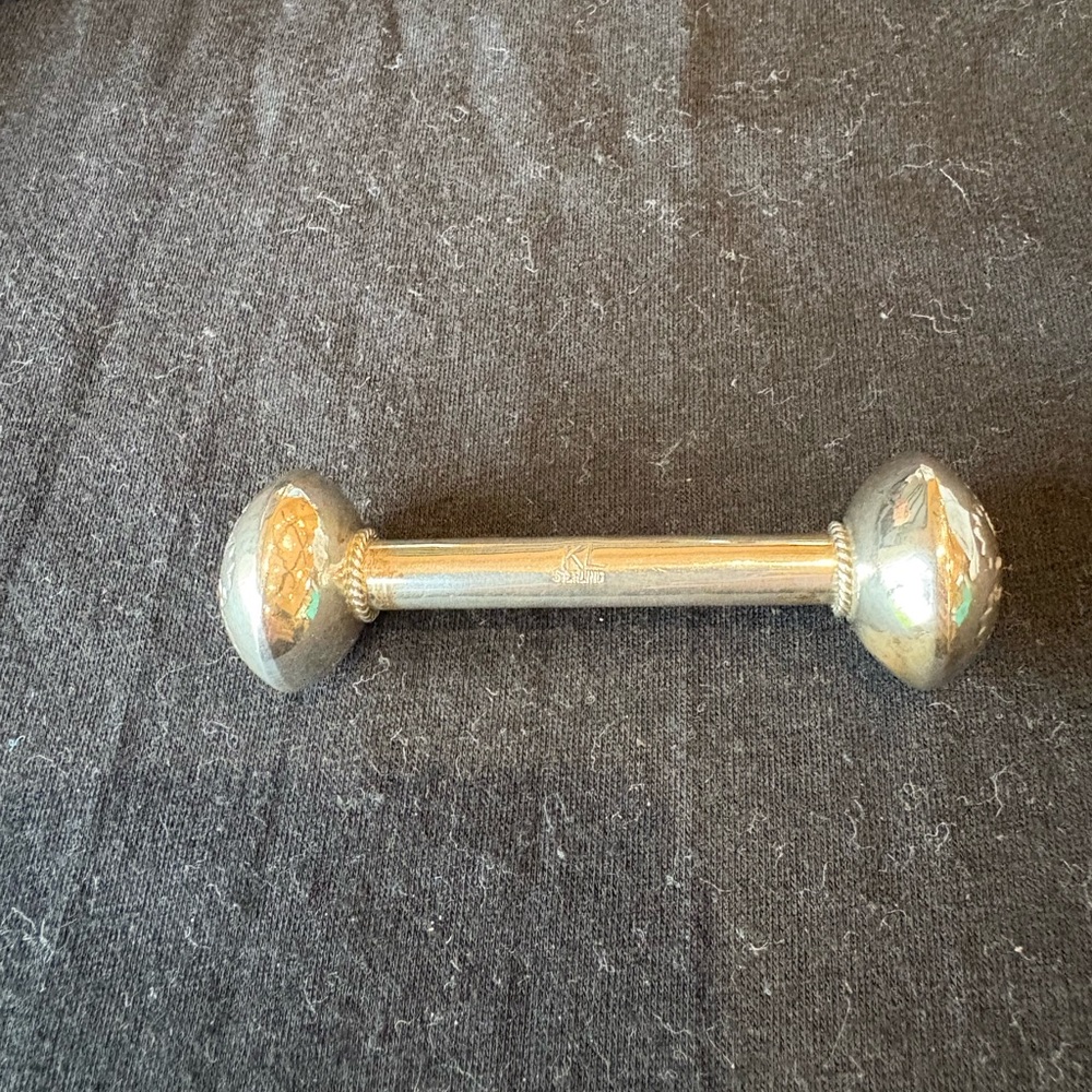 Sterling Silver Dumbbell baby rattle